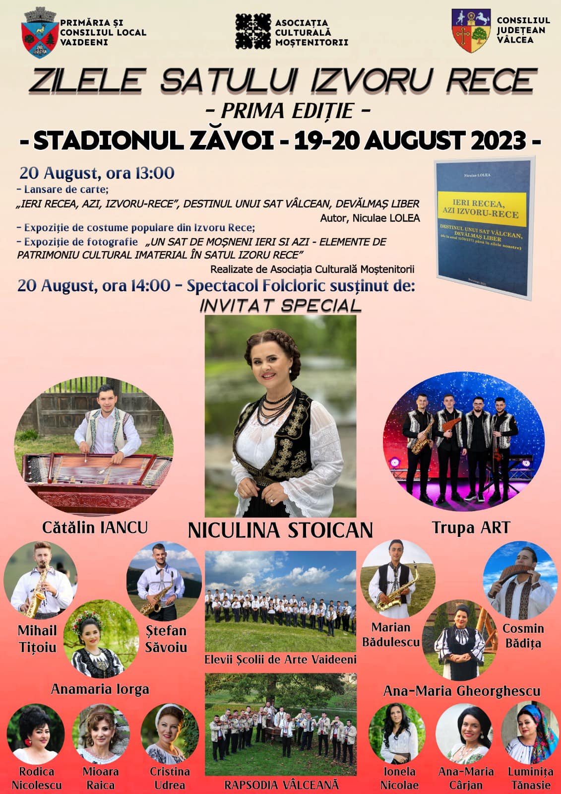 Primăria Vaideeni, împreună cu Consiliul Local Vaideeni și Asociația Culturală Moștenitorii, se angajează să aducă în prim-plan tradițiile și cultura locală prin organizarea Zilelor Satului Izvorul Rece
