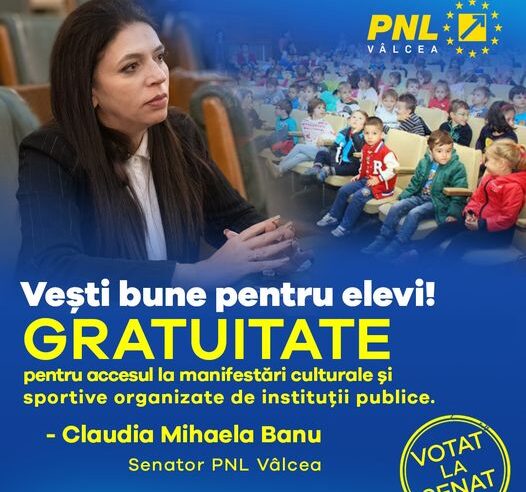 ”Acces gratuit pentru elevi la cultură”: Inițiativa senatorului Claudia Banu pentru revitalizarea consumului cultural în România