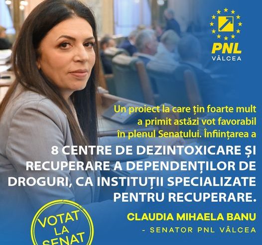 Senatorul liberal Claudia Banu susține înființarea a 8 centre de dezintoxicare și recuperare a dependenților de droguri