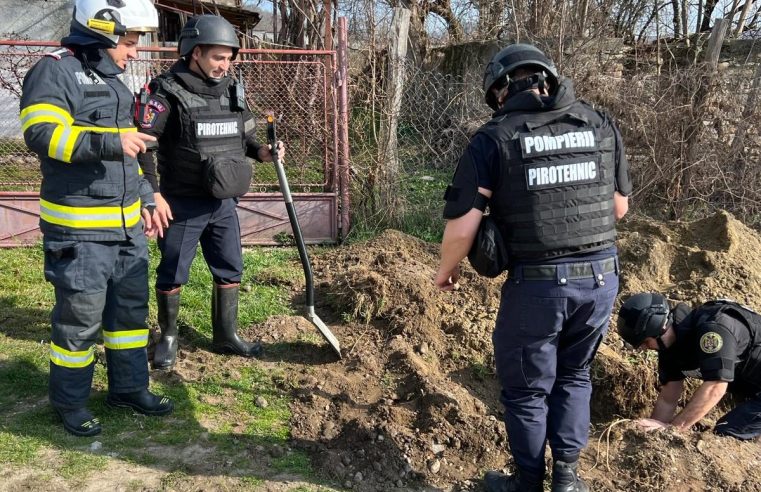Proiectile din Al Doilea Război Mondial găsite la Bujoreni, Vâlcea | Pompierii militari au balizat zona