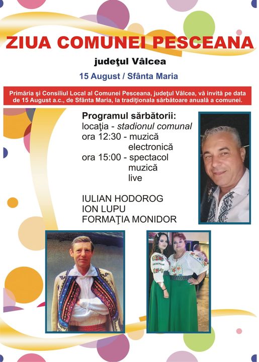 Bâlciul tradițional de Sfânta Maria Mare la Pesceana: Muzică, hore și bunătăți pentru toată lumea