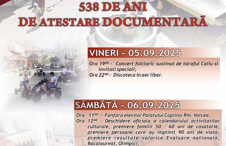Horezu sărbătorește 538 de ani de atestare documentară